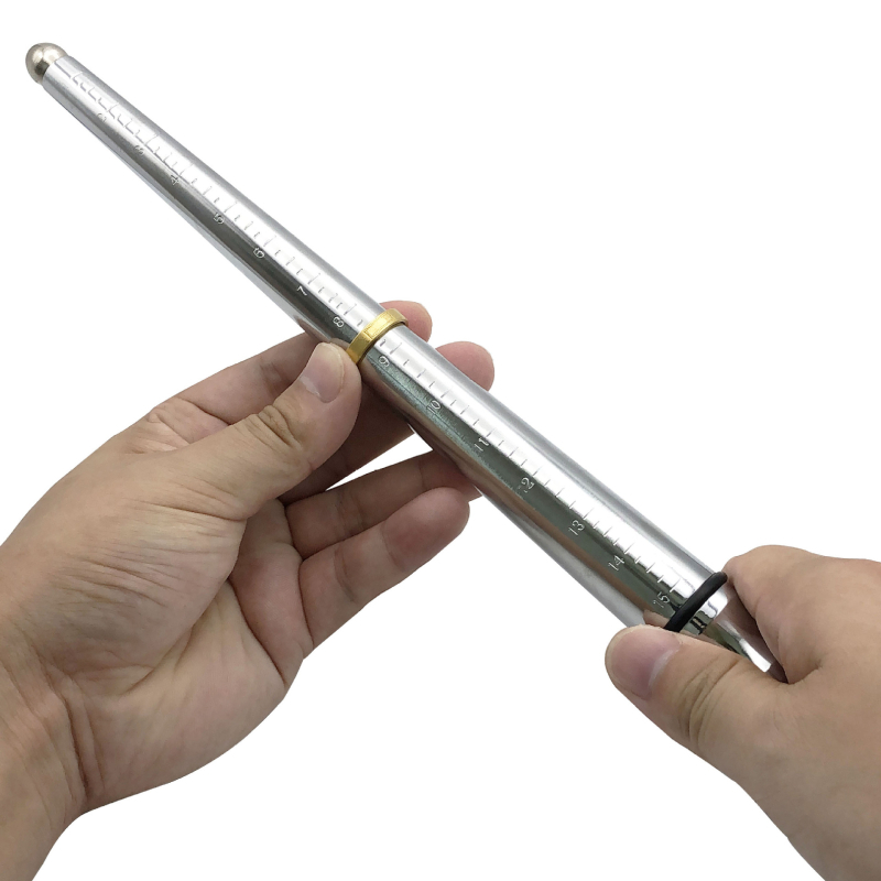 Szilárd rozsdamentes acél gyűrűmérő rúd, ékszerkészítéshez és gyűrűformázáshoz.