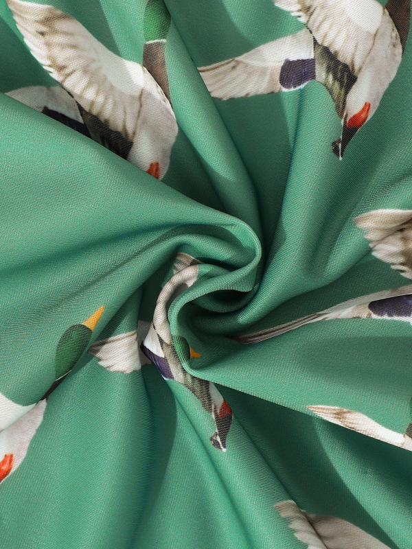 Gyerekeknek készült egyrészes fürdőruha elől cipzárral, uniszex, madármintás, 1–8 évesek, poliészter