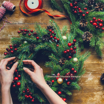 Τεχνητές κλάδοι πεύκου με κόκκινα φρούτα, σετ 60 κλάδων, πλαστικό, χριστουγεννιάτικη διακόσμηση