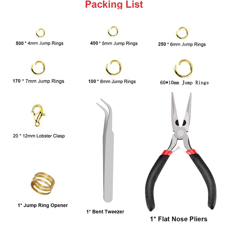 1504 darabos nyitott gyűrű Lobster zár készlet nyaklánc javításához – ékszerjavító eszközök és ékszerkészítő kiegészítők