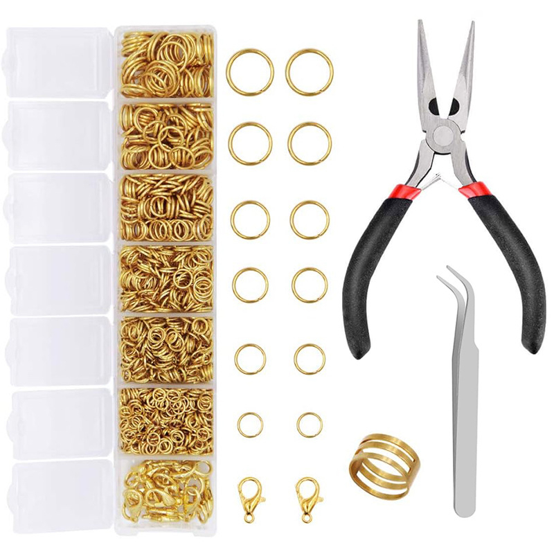 1504 darabos nyitott gyűrű Lobster zár készlet nyaklánc javításához – ékszerjavító eszközök és ékszerkészítő kiegészítők