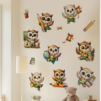 PVC αυτοκόλλητο τοίχου – χαριτωμένη κουκουβάγια, 1 τεμάχιο, διακοσμητικό για σαλόνι, υπνοδωμάτιο και μελέτη