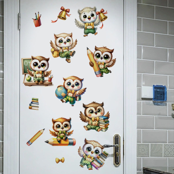 PVC αυτοκόλλητο τοίχου – χαριτωμένη κουκουβάγια, 1 τεμάχιο, διακοσμητικό για σαλόνι, υπνοδωμάτιο και μελέτη