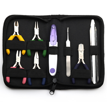 8 dalių DIY papuošalų įrankių rinkinys – replės, pincetai, žirklės ir karoliukų įrankiai – rankų darbo, pritaikomas