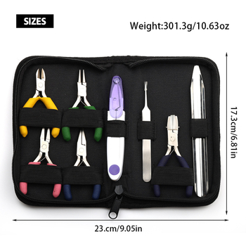 8 dalių DIY papuošalų įrankių rinkinys – replės, pincetai, žirklės ir karoliukų įrankiai – rankų darbo, pritaikomas