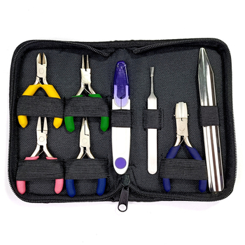 8 dalių DIY papuošalų įrankių rinkinys – replės, pincetai, žirklės ir karoliukų įrankiai – rankų darbo, pritaikomas