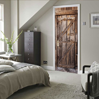 Αφαιρούμενο αυτοκόλλητο τοίχου PVC με μοτίβο πόρτας — αδιάβροχο και ανθεκτικό σε λιπαρές ουσίες; σετ από 2 πάνελ, κατάλληλο για σαλόνι, υπνοδωμάτιο ή γραφείο (αφηρημένο ή καρτούν μοτίβο)