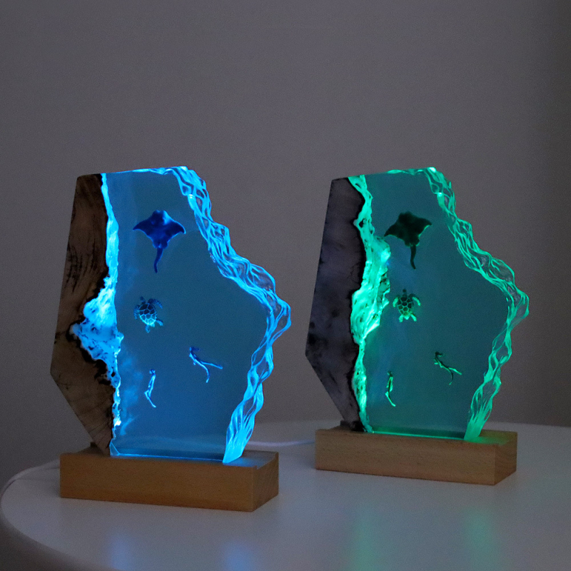 Európai stílusú óceánbúvár mini táj, műgyantából, modern minimalist dizájn, ajándék költözéshez és diplomaosztóhoz