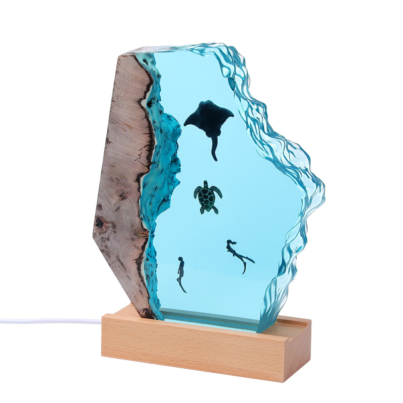 Európai stílusú óceánbúvár mini táj, műgyantából, modern minimalist dizájn, ajándék költözéshez és diplomaosztóhoz