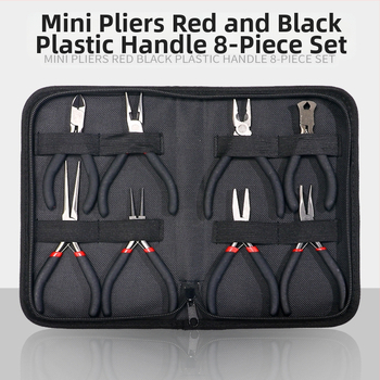 Mini fogó textil borítású markolat és műanyag bevonatú markolatokkal, 8 részes készlet összeszereléshez, szétszereléshez és telepítéshez (Márka: DZT; Anyag: 45# acél; Keménység: Magas)