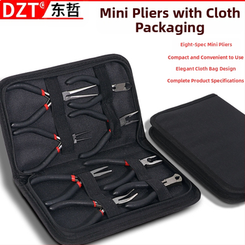 Mini fogó textil borítású markolat és műanyag bevonatú markolatokkal, 8 részes készlet összeszereléshez, szétszereléshez és telepítéshez (Márka: DZT; Anyag: 45# acél; Keménység: Magas)