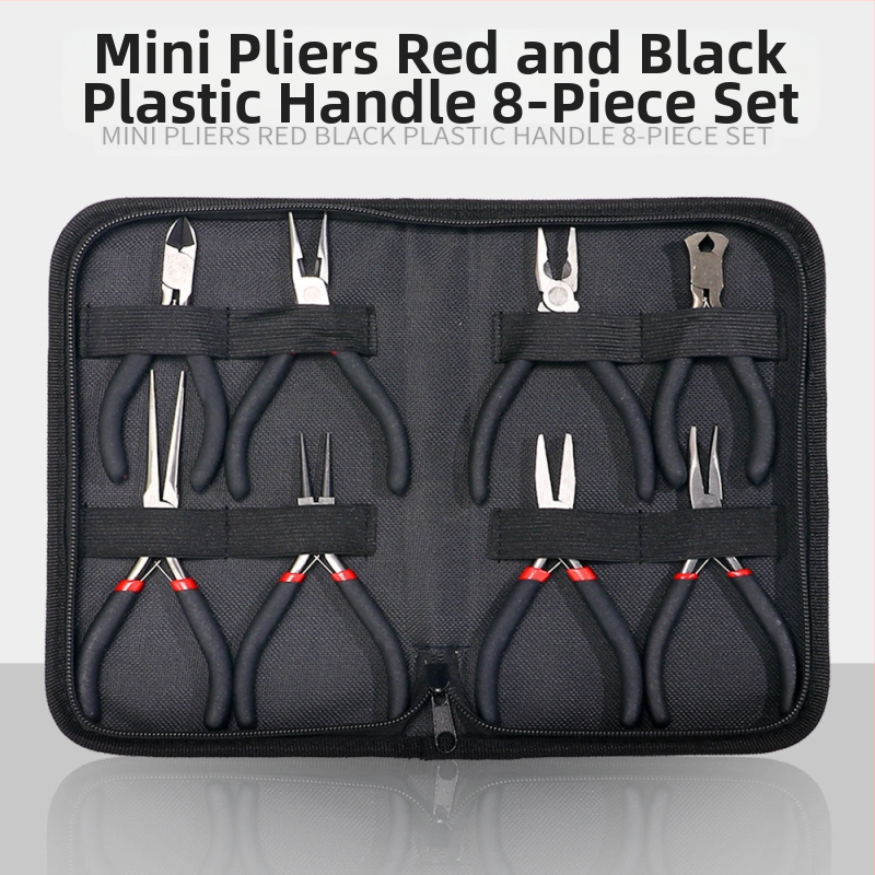 Mini fogó textil borítású markolat és műanyag bevonatú markolatokkal, 8 részes készlet összeszereléshez, szétszereléshez és telepítéshez (Márka: DZT; Anyag: 45# acél; Keménység: Magas)