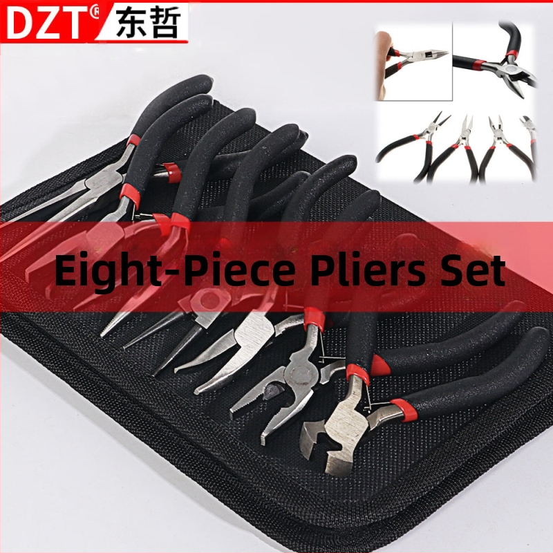 Mini kliešte s látkovým povlakom na rúčkach a plastovým povrchom, 8-dielna sada na montáž, demontáž a inštaláciu (Značka: DZT; Materiál: 45# oceľ; Tvrdosť: vysoká)