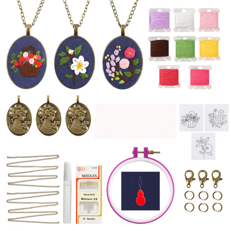 DIY комплект за бродерия – висулка за огърлица, ръчно изработени украси; 200 части, тегло 0,13 кг, възможно персонализиране, стил прост