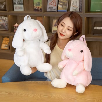 Λούτρινο σακίδιο με μακριά αυτιά λαγουδάκι, κοντό plush, γέμισμα PP βαμβάκι, για παιδιά 4–6 ετών