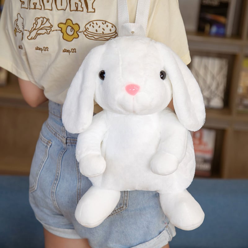 Λούτρινο σακίδιο με μακριά αυτιά λαγουδάκι, κοντό plush, γέμισμα PP βαμβάκι, για παιδιά 4–6 ετών