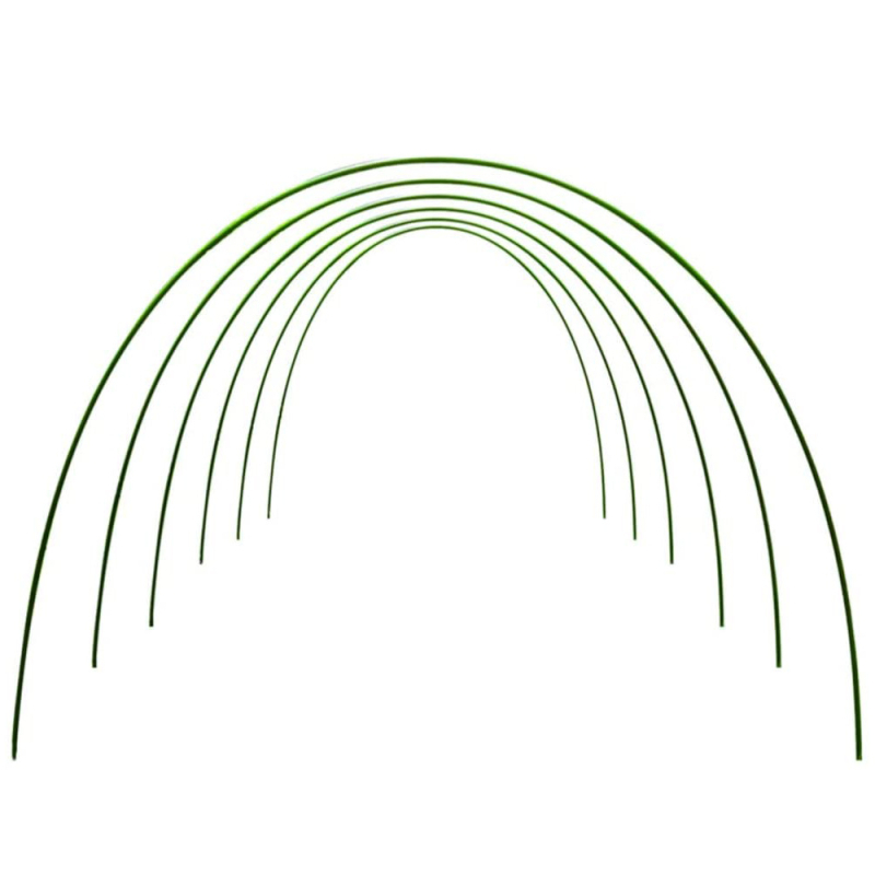 Deyihe műanyag bevonatú könyökös üvegházi tartó ívelt keretekhez; anyag: műanyag bevonat vascső; használat: kertészkedés, virágos terek, meleg helyiségek, üvegház