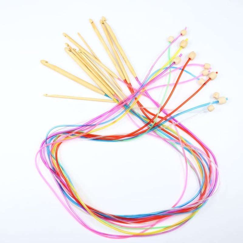 Набор крючета за плетене с мъниста, 12 чифта, в чанта за съхранение