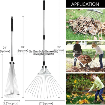 Xu zhen τηλεσκοπικό μεταλλικό ράκε για φύλλα και χόρτο – εργαλείο κήπου οικιακή χρήση