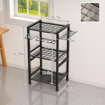 Ράφι εργαλείων κήπου – 3 επίπεδα, σιδερένιο, για εγκατάσταση στο δάπεδο, φορητή αποθήκευση για υπαίθριο κάμπινγκ και στο σαλόνι.