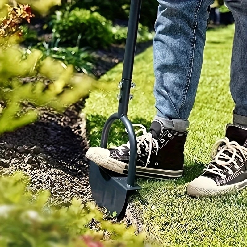 Ručný polmesiacový okrajovač s rukoväťou, záhradný edger z nehrdzavejúcej ocele, ručné použitie pre záhradu, dvory a chodníky