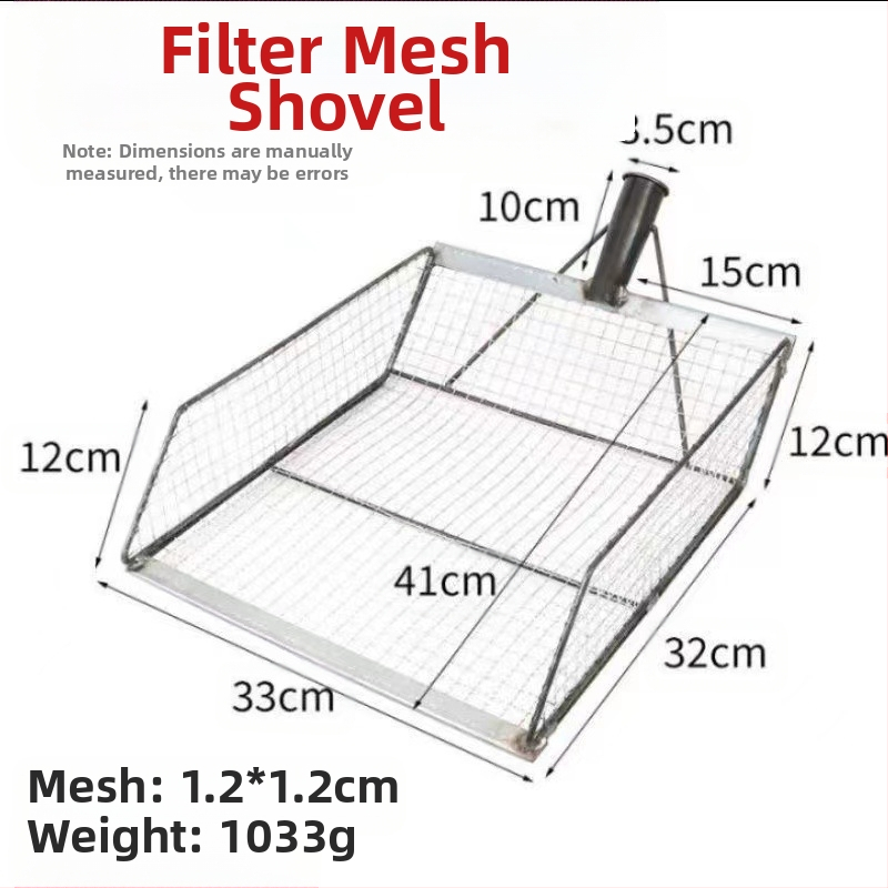 Daugiafunkcinis sodo įrankis: kukurūzų ir žemės sietas, filtras, mažoji kastuvas