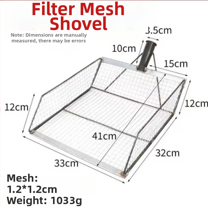 Daugiafunkcinis sodo įrankis: kukurūzų ir žemės sietas, filtras, mažoji kastuvas