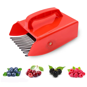 Συλλέκτης μούρων με λαβή — πλαστικό περίβλημα, μεταλλικό κάτω μέρος; εργαλείο κήπων/οπωρών; OEM μάρκα; διαθέσιμες άδειες ιδιωτικών μαρκών.