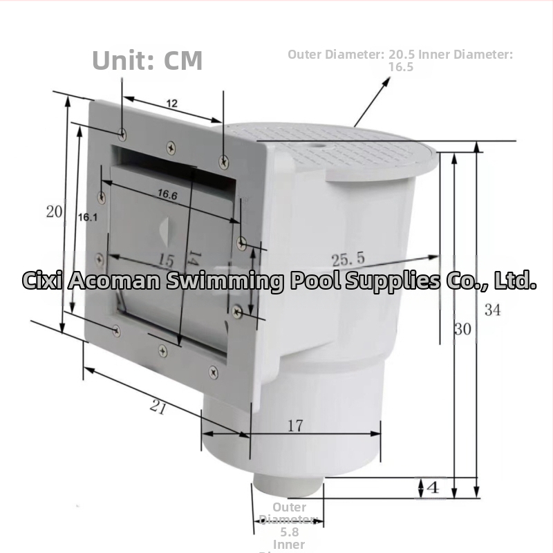Aquaman stenový skimmer na listy pre bazén so štíhlym otvorom