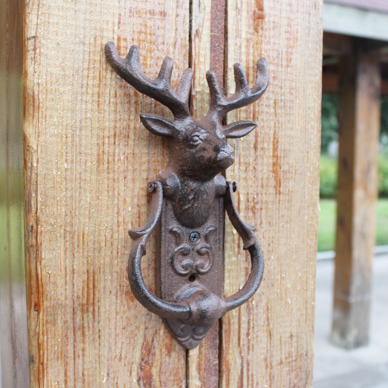 Χυτοσίδητη χειρολαβή πόρτας σε ευρωπαϊκό στυλ με μοτίβο κεφαλής ελαφιού