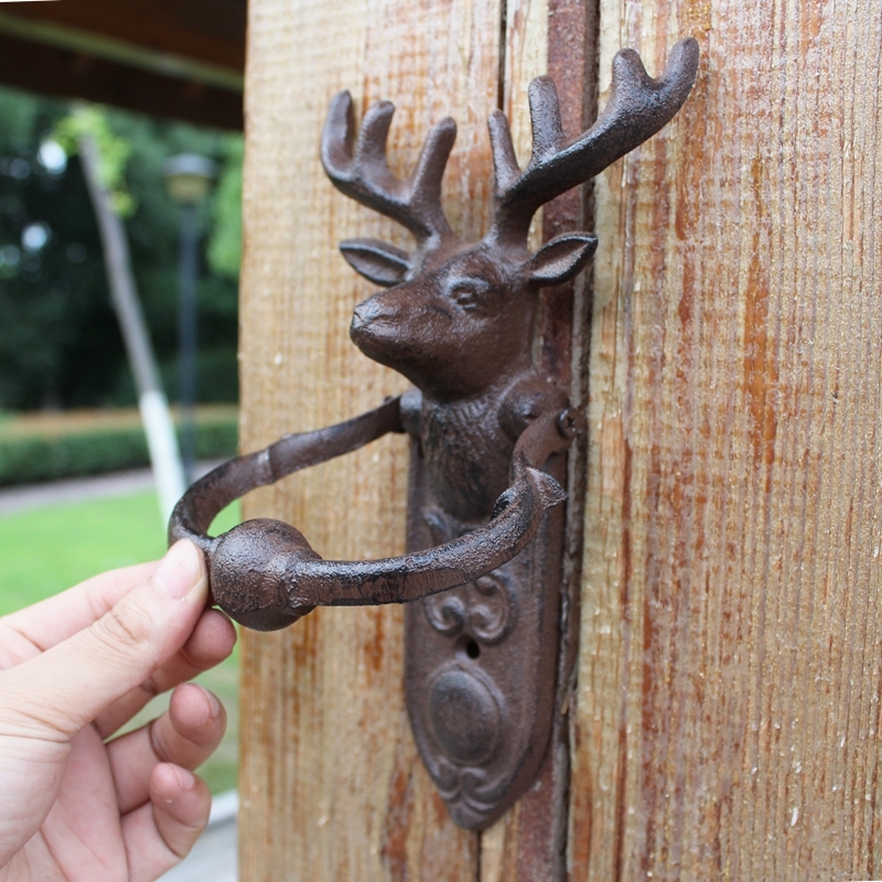 Χυτοσίδητη χειρολαβή πόρτας σε ευρωπαϊκό στυλ με μοτίβο κεφαλής ελαφιού