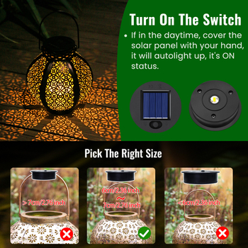 Соларен фенер с батериен блок, ковано желязо — кръгла лампа за домашен декор