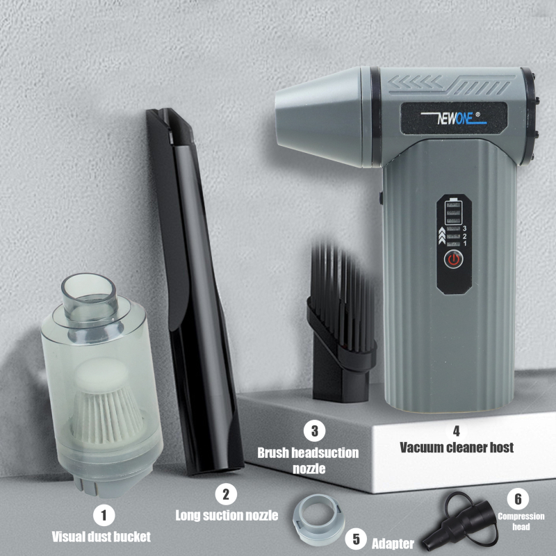 Ръчен турбо вентилатор с USB интерфейс, преносим за кола и офис, презареждаема литиева батерия, 36V, вакуум функция