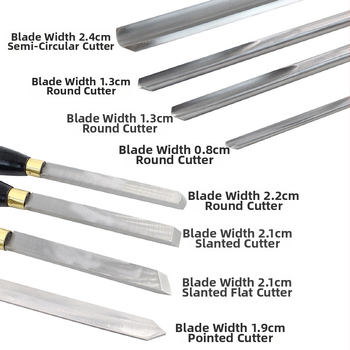 Комплект дървообработващи токарни инструменти, ръчен, високоскоростна стомана, полукръгъл профил, удължен токарен инструмент