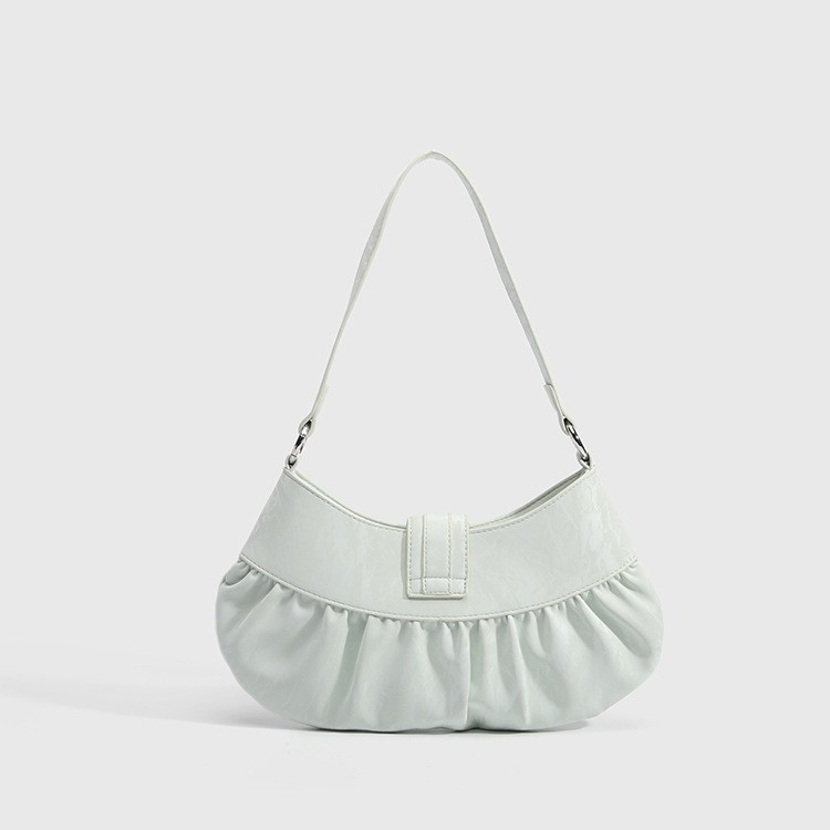 Dumpling-formájú PU válltáska zipzáras záródással, poliészter bélés, belső zsebek telefon és ID számára — 2025 tavasz, városi egyszerű stílus