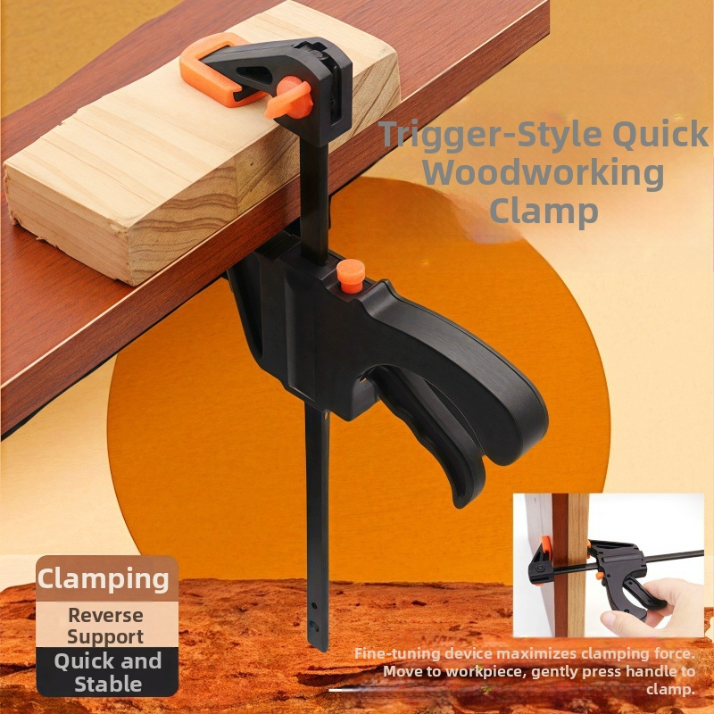 F-образна дърводелска щипка със система за бързо фиксиране под прав ъгъл и тригер за силно притискане