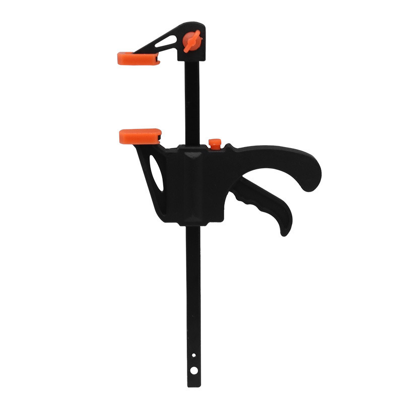 F-образна дърводелска щипка със система за бързо фиксиране под прав ъгъл и тригер за силно притискане