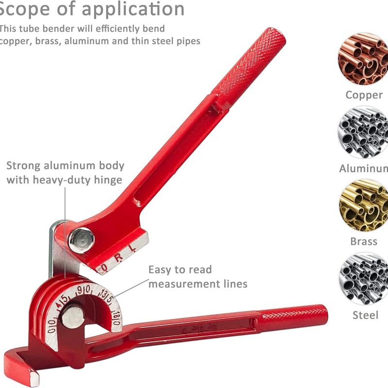 Xingsheng cauruļu locītājs, 0–180° locīšanas diapazons, galvanizēts oglekļa tērauds, paredzēts lietošanai mājās, piemērots plānu vara un alumīnija caurulēm