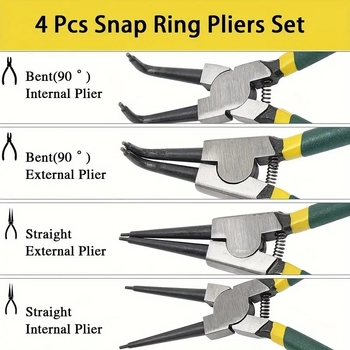 Junze Circlip pliers készlet belső és külső használatra (fej átmérője 27 mm, fej szöge 180°, hosszú távú rugalmasság)