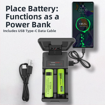 Соларно интелигентно двойно зарядно за Li-ion батерии 18650/26650, двойно гнездо, вход 5V, изход 4.2V/1.2A, CE сертифициран