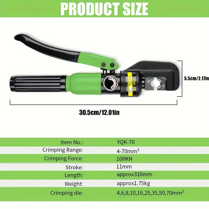 Hidraulinės kabelių krimpinimo žnyplės, nešiojamas rankinis elektriko įrankis, skirtas vario ir aliuminio kabelių terminalams, ketaus korpusas