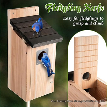 Ξύλινο εξωτερικό κρεμαστό σπίτι για πουλιά και τροφοδότης – Κλουβί αναπαραγωγής Καρδινάλιου