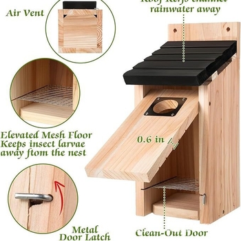 Ξύλινο εξωτερικό κρεμαστό σπίτι για πουλιά και τροφοδότης – Κλουβί αναπαραγωγής Καρδινάλιου