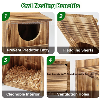 Ξύλινο εξωτερικό σπίτι κουκουβάγιας, επιτοίχια φωλιά πουλιών, μάρκα Lu Yi