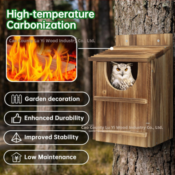 Ξύλινο εξωτερικό σπίτι κουκουβάγιας, επιτοίχια φωλιά πουλιών, μάρκα Lu Yi