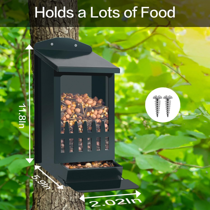 Huachen Fából készült mókus etető – kültéri, falra szerelhető etetőasztal