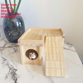 Medinis hamsters namelis su laipteliu, platforma ir labirinto tuneliu – MUxun hamsters reikmenys, svoris 530 g