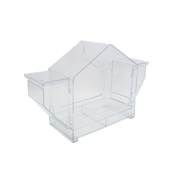 Langų lesyklėlė paukščiams – injekciškai suformuota, skaidri, trikampio namelio dizaino