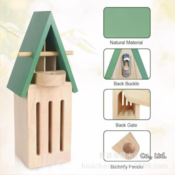 Ξύλινο σπίτι πεταλούδας από πεύκο, Brilliance μάρκα, εξωτερικό κρεμαστό διακοσμητικό κήπου, με ταΐστρα εντόμων και φωλιά πεταλούδας