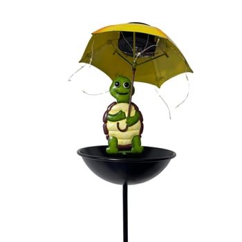 Napelemes vas teknős talajlámpa esernyővel – Wanlong, vasművészet, pastoriális stílus, kültéri kerthez